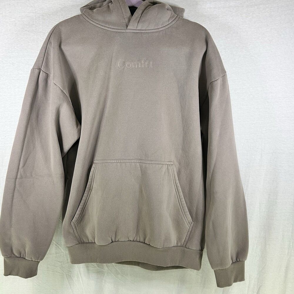 Comfrt Signature Hoodie Grey Pullover Hooded Sweatshirt Men Size Large